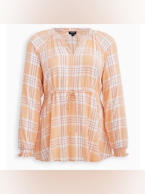 torrid Tops - Torrid Blouse, Orange Plaid (2/2X)